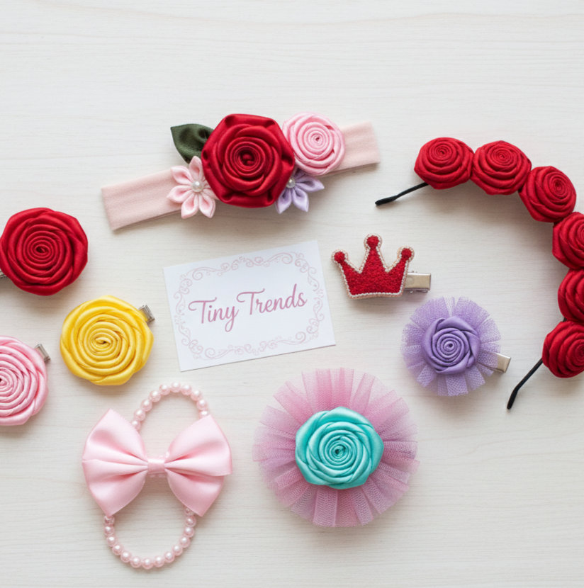 Cute hair accessories for girls including hair clips, hairbands and hair belts