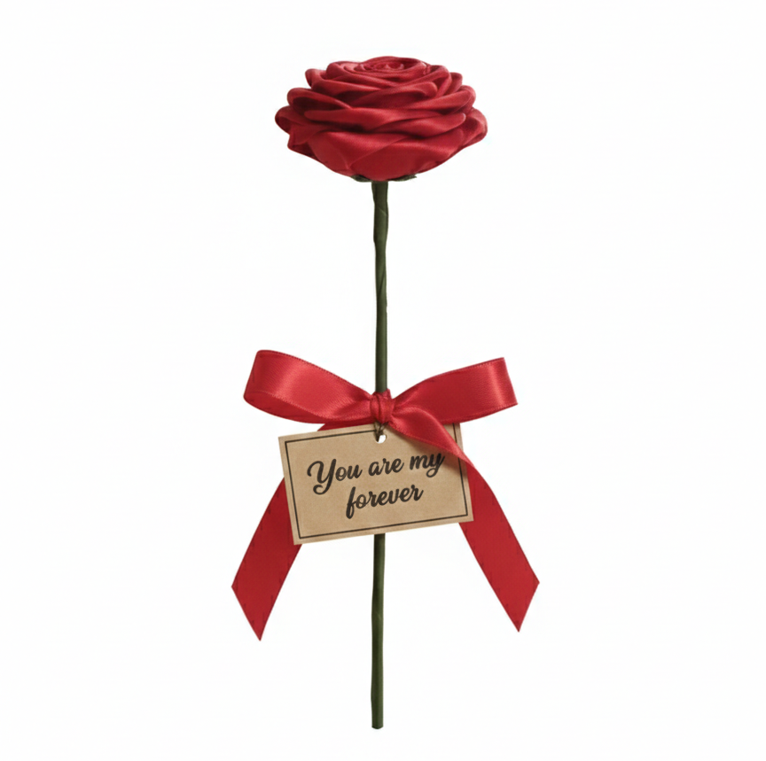 Handmade Satin Red Rose Valentine Gift | Forever Love Rose