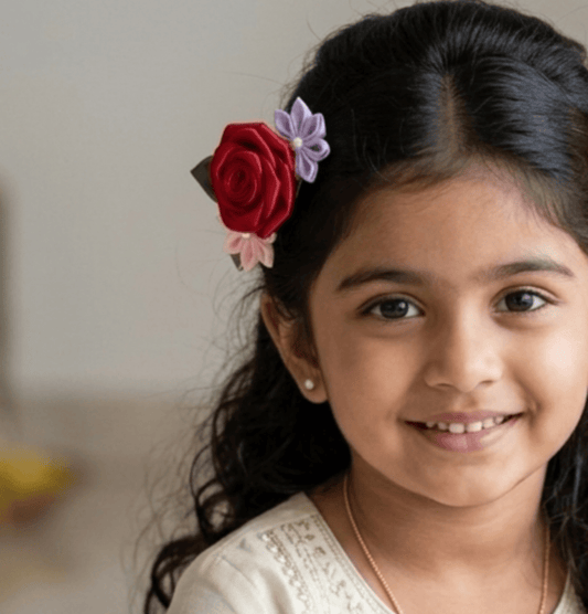 Handcrafted Satin Flower Hair Clip | Ethnic Floral Accessory