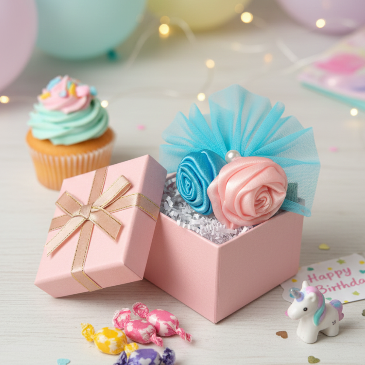 Cute net Floral Clip For Girls - Skyblue