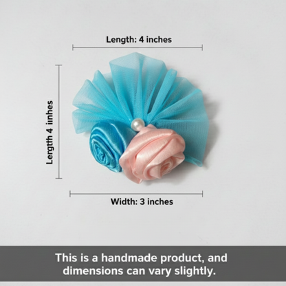 Cute net Floral Clip For Girls - Skyblue