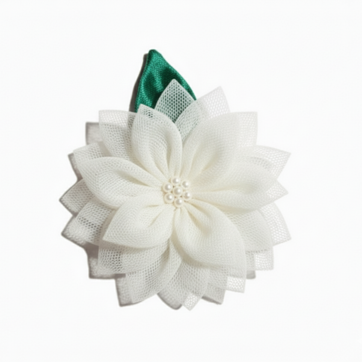 Handmade Layered Sunflower Hair Clip for Girl - White