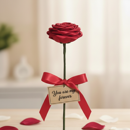 Handmade Satin Red Rose Valentine Gift | Forever Love Rose