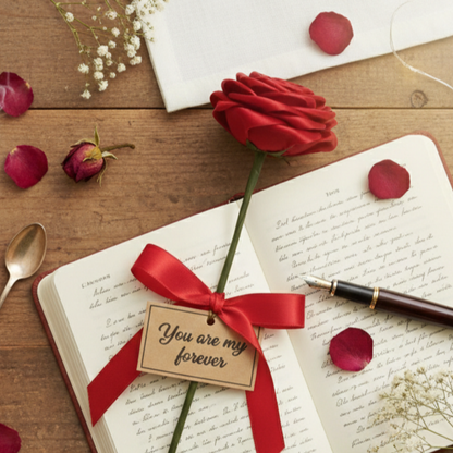 Handmade Satin Red Rose Valentine Gift | Forever Love Rose