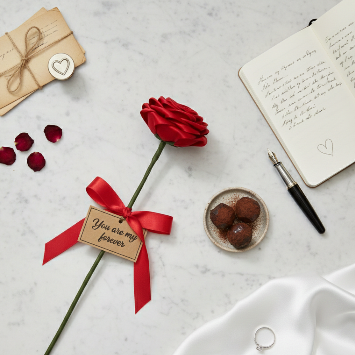 Handmade Satin Red Rose Valentine Gift | Forever Love Rose