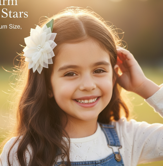 Handmade Layered Sunflower Hair Clip for Girl - White