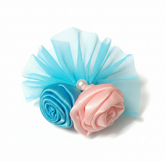 Cute net Floral Clip For Girls - Skyblue