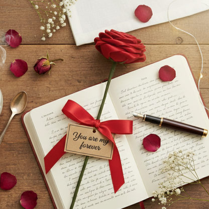 Handmade Satin Red Rose Valentine Gift | Forever Love Rose