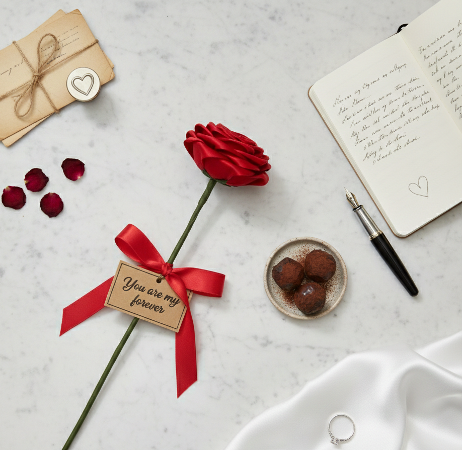 Handmade Satin Red Rose Valentine Gift | Forever Love Rose