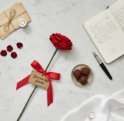 Handmade Satin Red Rose Valentine Gift | Forever Love Rose